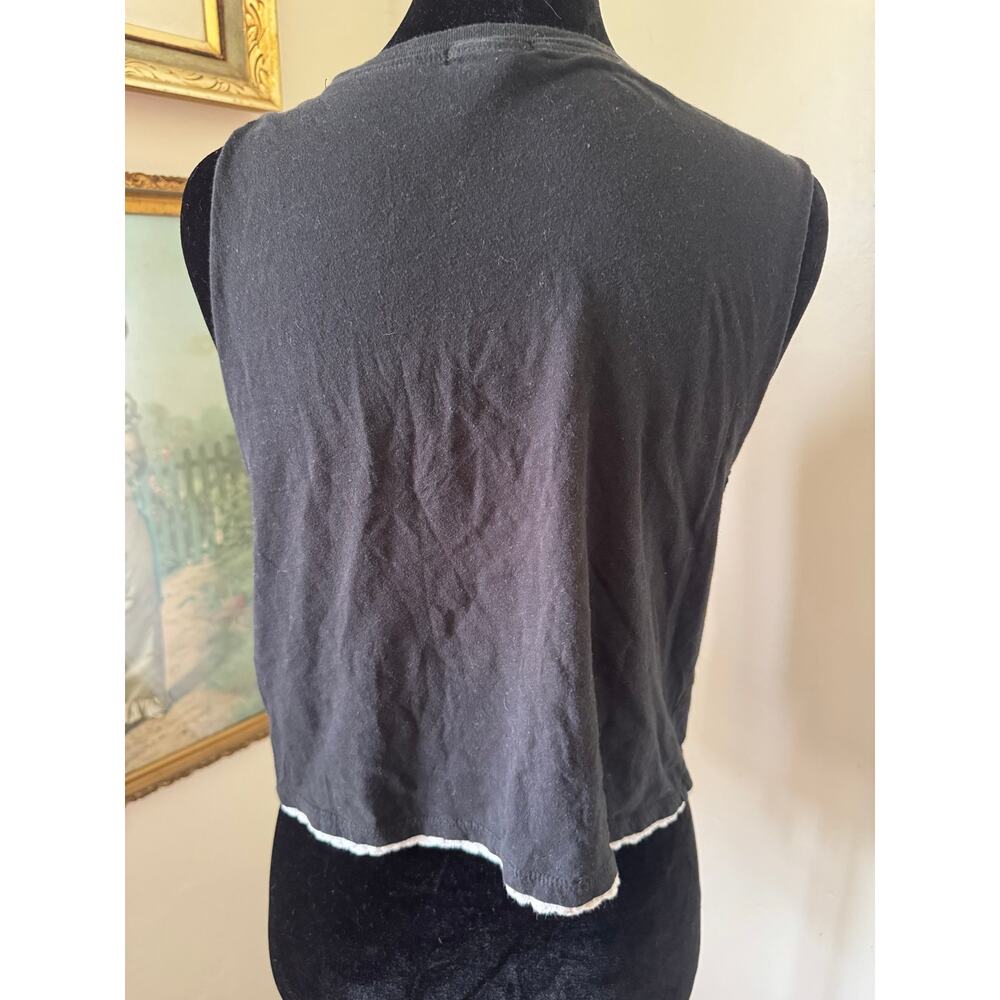 100 Percent Cotton C’est La Vie Black Graphic Crop Tank Top Sleeveless Small - Picture 3 of 7